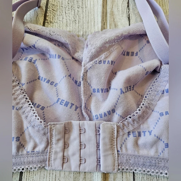 Savage X Fenty Women's •Size 1X• Logo Chain Link Bralette Lavender Cotton Elaste - Picture 5 of 7